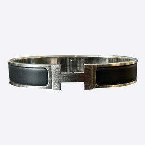 Hermes Palladium & Black Clic Clac H Bracelet